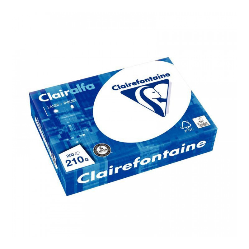 PAPIER **R250F** CLAIRALFA A4 210G BLANC  2216C ECOLABEL FSC COLOLOCK