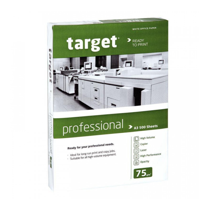 PAPIER **R500F**BLANC TARGET PROFESSIONAL 75GCIE 161C A3  ECOLABEL/PEFC DONT ECOFOLIO 0.26CTS