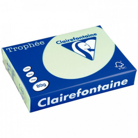 PAPIER TROPHEE 80G A4 ** RAMETTE 500 F.**  COULEUR VERT CLAIREFONTAINE 1975C