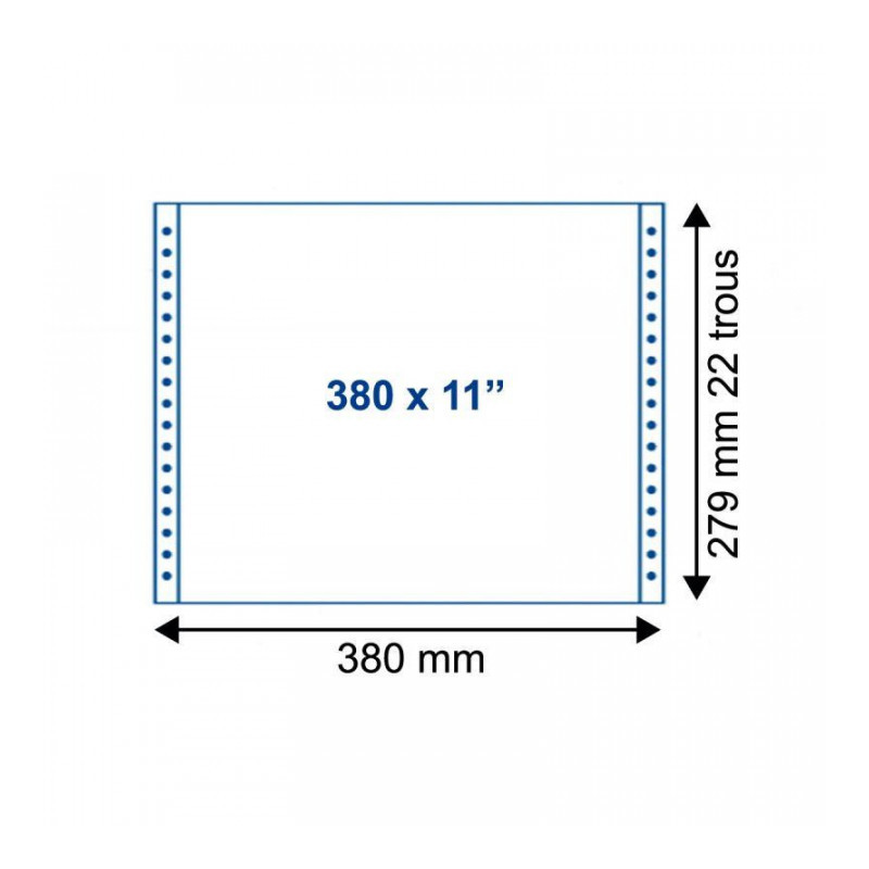 PAQUET DE 2000 FEUILLES DE LISTING UNI BLANC 1 PLI, 70G, FIXE, DE FORMAT : 380 M