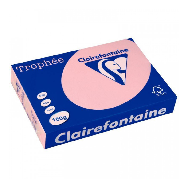 PAQUET DE 250 FEUILLES DE PAPIER 160G DE FORMAT A3 ROSE TROPHEE CLAIREFONTAINE