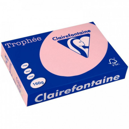 PAQUET DE 250 FEUILLES DE PAPIER 160G DE FORMAT A3 ROSE TROPHEE CLAIREFONTAINE