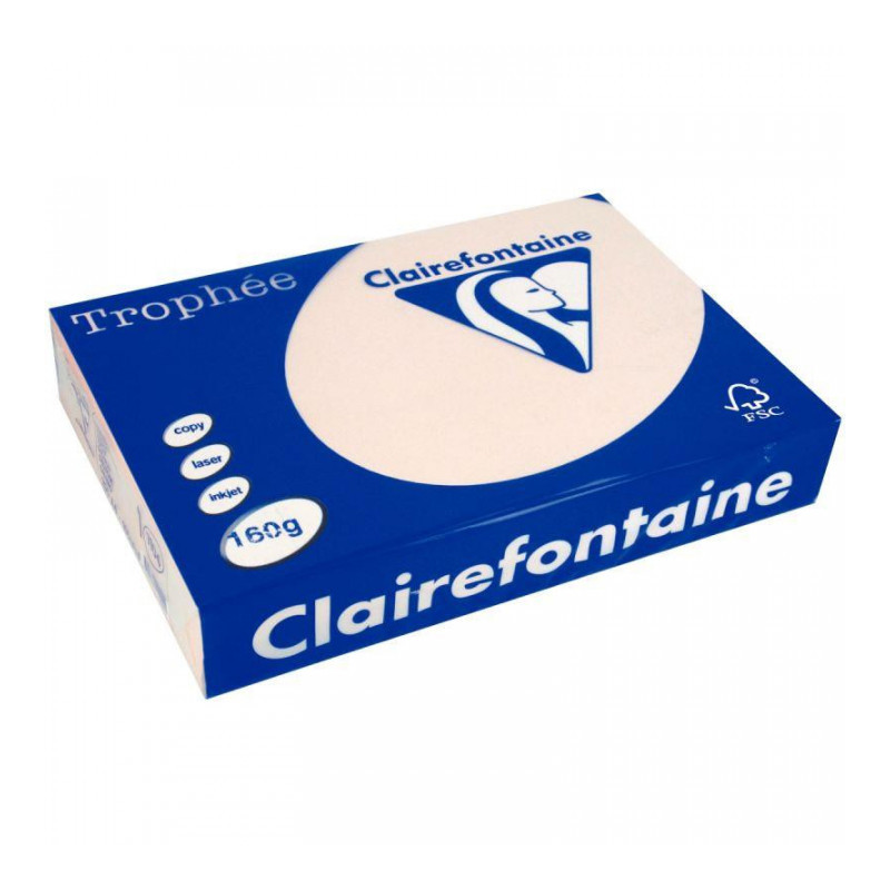 PAQUET DE 250 FEUILLES DE PAPIER 160G DE FORMAT A3 SAUMON TROPHEE CLAIREFONTAINE