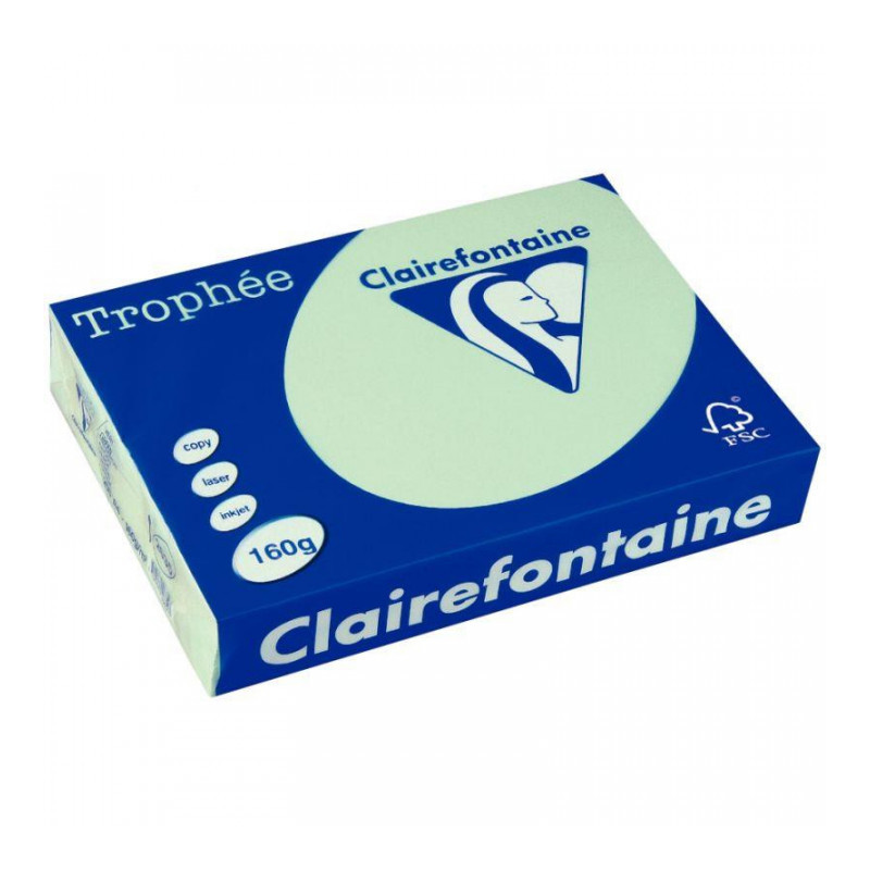 PAQUET DE 250 FEUILLES DE PAPIER 160G DE FORMAT A3 VERT TROPHEE CLAIREFONTAINE