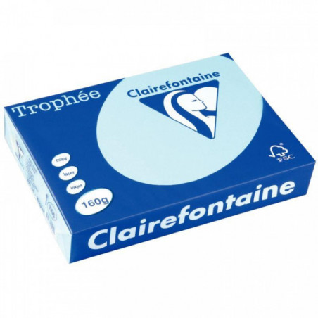 PAQUET DE 250 FEUILLES DE PAPIER 160G DE FORMAT A4 BLEU ALIZÉ TROPHEE CLAIREFONT