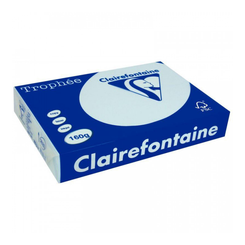 PAQUET DE 250 FEUILLES DE PAPIER 160G DE FORMAT A4 BLEU TROPHEE CLAIREFONTAINE