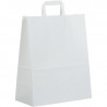 PAQUET DE 50 SACS KRAFT BLANC 32+16X39CM AVEC POIGNÉES PLATES 100GR