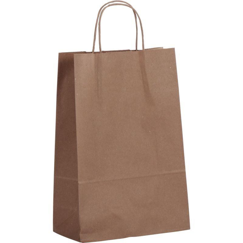 PAQUET DE 50 SACS KRAFT BRUN 32+12X44CM AVEC POIGNÉES TORSADÉES 100GR