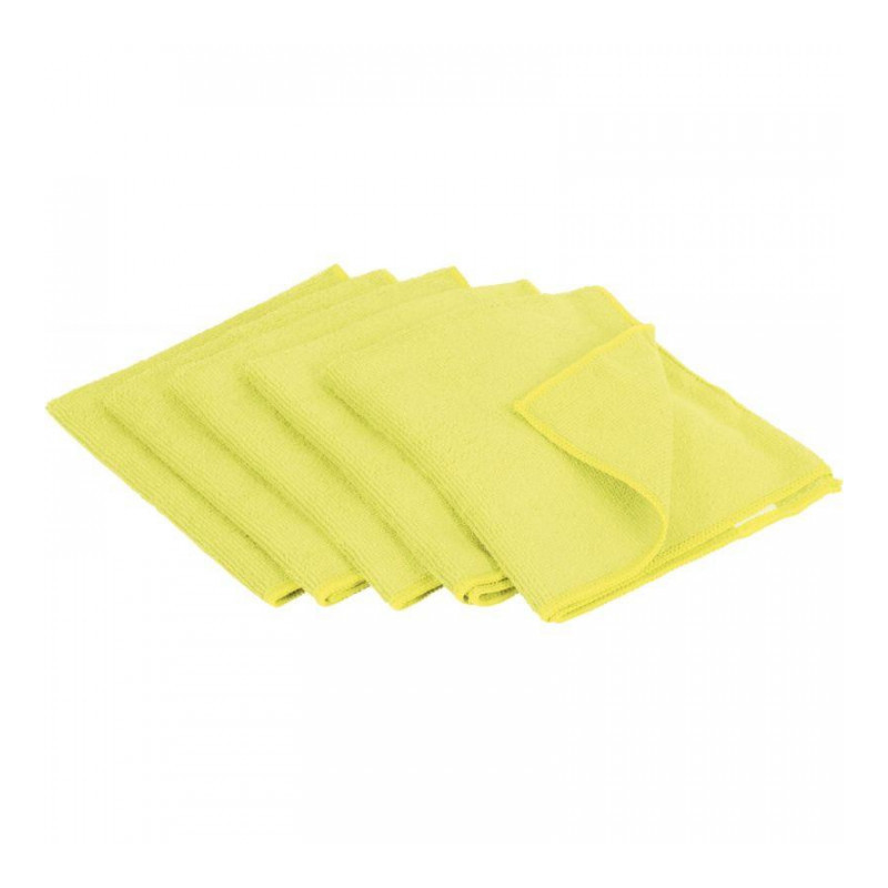 PAQUET DE 5 LAVETTES MICROFIBRES 40X36 TRICOTÉE JAUNE