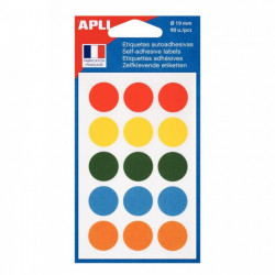 PASTILLES ADHÉSIVES DE COULEUR **ETUI DE 90** DIAM 19MM COLORIS ASSORTIS