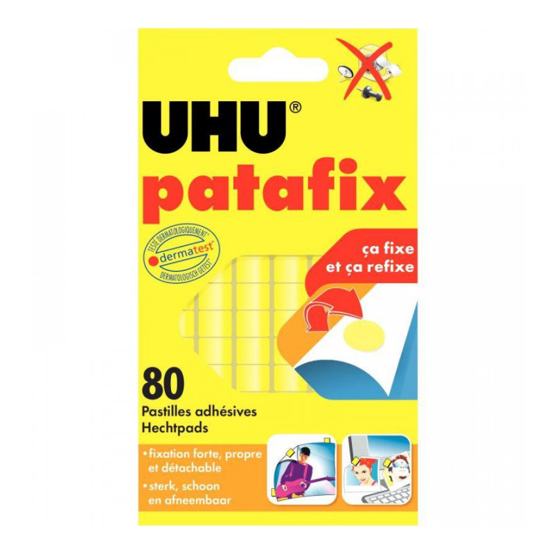 PASTILLES ADHESIVES PATAFIX JAUNE bte80 UHU 50140