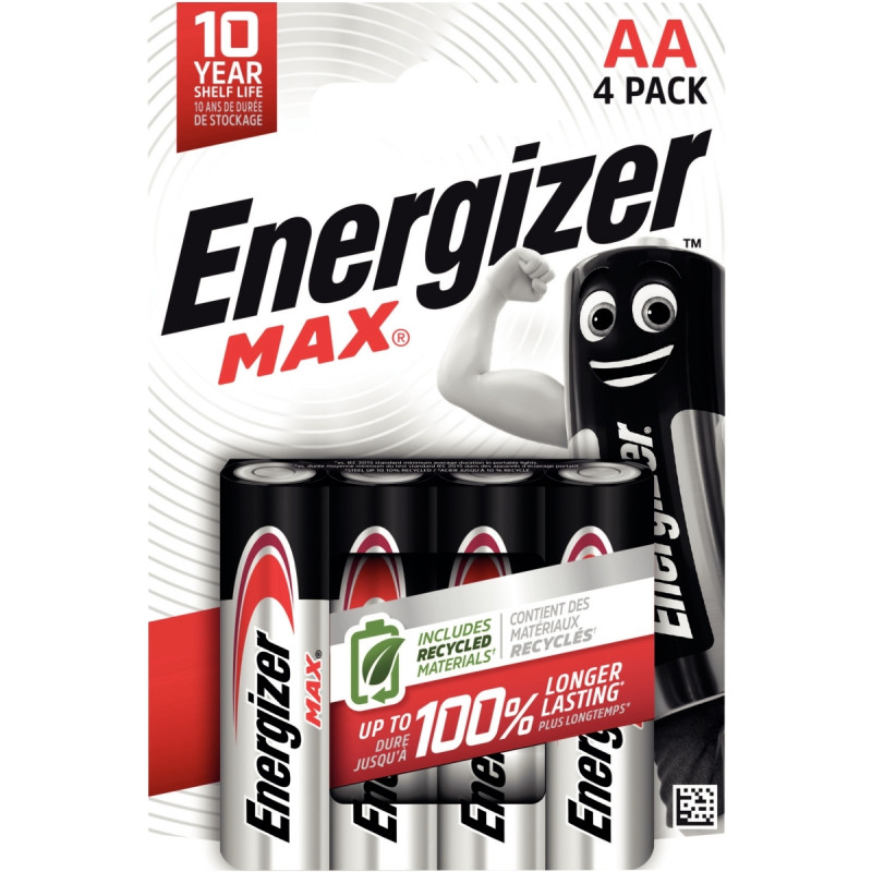 PILES AA  LR06 ENERGIZER MAX PQT4 1.5 VOLT ALCALINE