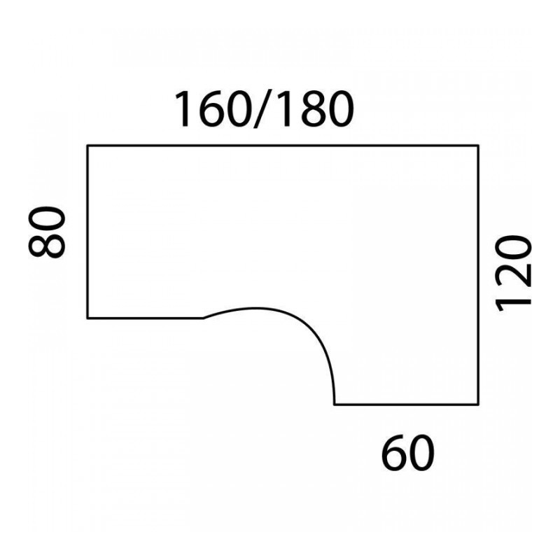 PLAN COMPACT 90° MISSOURI FAB FR RETOUR DROIT L.160xP.120 ET 60CM PLATEAU CHÊNE CLAIR/PIÈTEMENT ANTHRACITE VDF ET OBT.OPTION.GAR