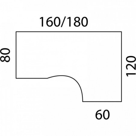 PLAN COMPACT 90° MISSOURI FAB FR RETOUR DROIT L.160xP.120 ET 60CM PLATEAU CHÊNE CLAIR/PIÈTEMENT ANTHRACITE VDF ET OBT.OPTION.GAR