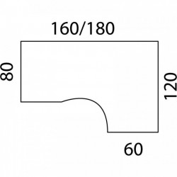 PLAN COMPACT 90° MISSOURI FAB FR RETOUR GAUCHE L.160xP.120 ET 60CM PLATEAU CHÊNE CLAIR/PIÈTEMENT ANTHRACITE VDF ET OBT.OPTION.GA