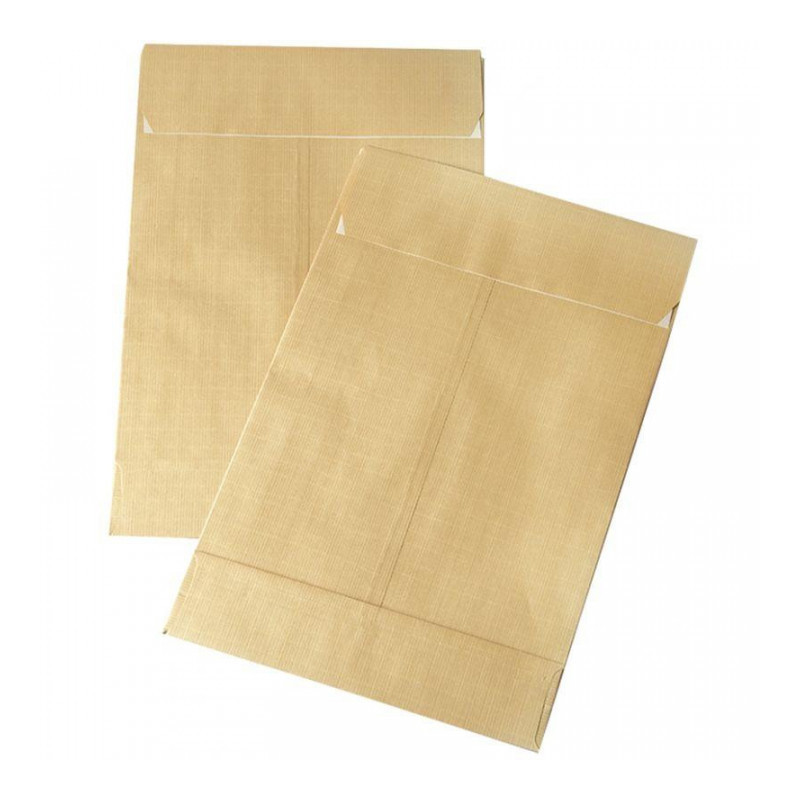 POCHETTES **PQT50**KRAFT ARMÉ BRUN 3 SOUFFLETS 280X375 130G/M² BP FAB FRANCE