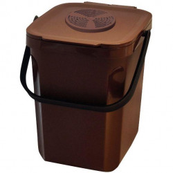 POUBELLE À COMPOST 10L COUV VENTILE FILTRE CHARBON MARRON ORGANIK GREEN