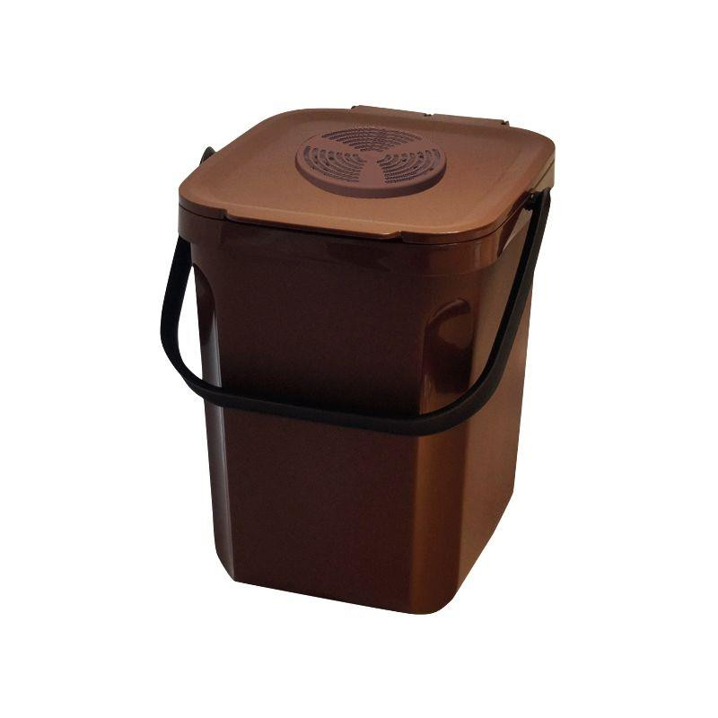 POUBELLE À COMPOST 10L COUV VENTILE FILTRE CHARBON MARRON ORGANIK GREEN