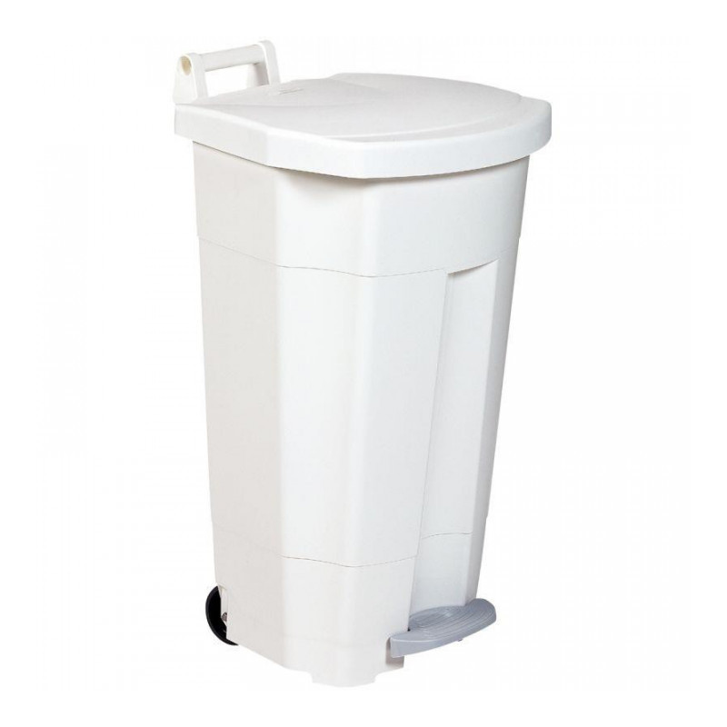 POUBELLE BOOGY MOBILE À PÉDALE PLASTIQUE 90L BLANCHE