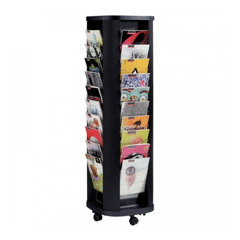 PRESENTOIR MOBILE TOURNANT 40 CASES A4 EP 2,4CM  ROULETTES PIVOTANTES PAPERFLO 2