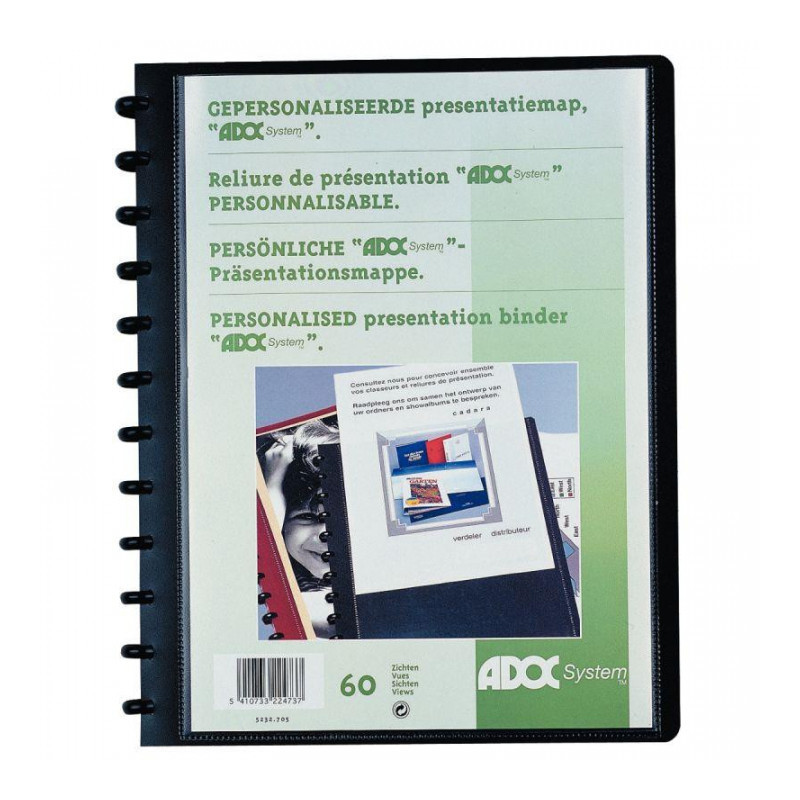 PROTÈGE-DOCUMENTS PERSONNALISABLE ADOC BIND-EX 30 POCH. 60 VUES A4 POLYPRO 8/10È