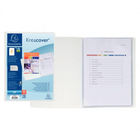 PROTÈGE-DOCUMENTS PERSONNALISABLE KREACOVER 20 VUES, BLANC