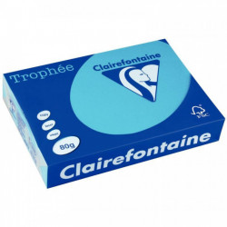 RAME DE 500 FEUILLES DE PAPIER 80G DE FORMAT A3 BLEU TURQUOISE TROPHEE CLAIREFON