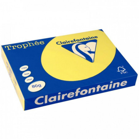 RAME DE 500 FEUILLES DE PAPIER 80G DE FORMAT A3 JAUNE SOLEIL TROPHEE CLAIREFONTA