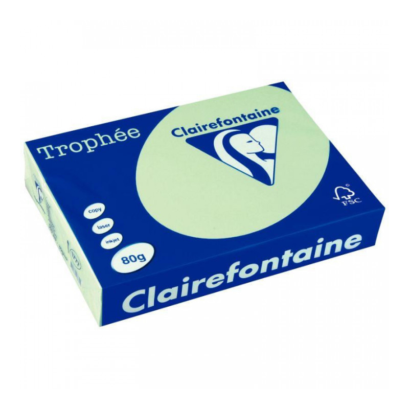 RAMETTE DE 500 FEUILLES DE PAPIER 80G DE FORMAT A4 VERT GOLF TROPHEE CLAIREFONTA