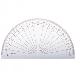 RAPPORTEUR 1/2 CERCLE 15 CM, 180°, GRADUÉ EN DEGRÉS