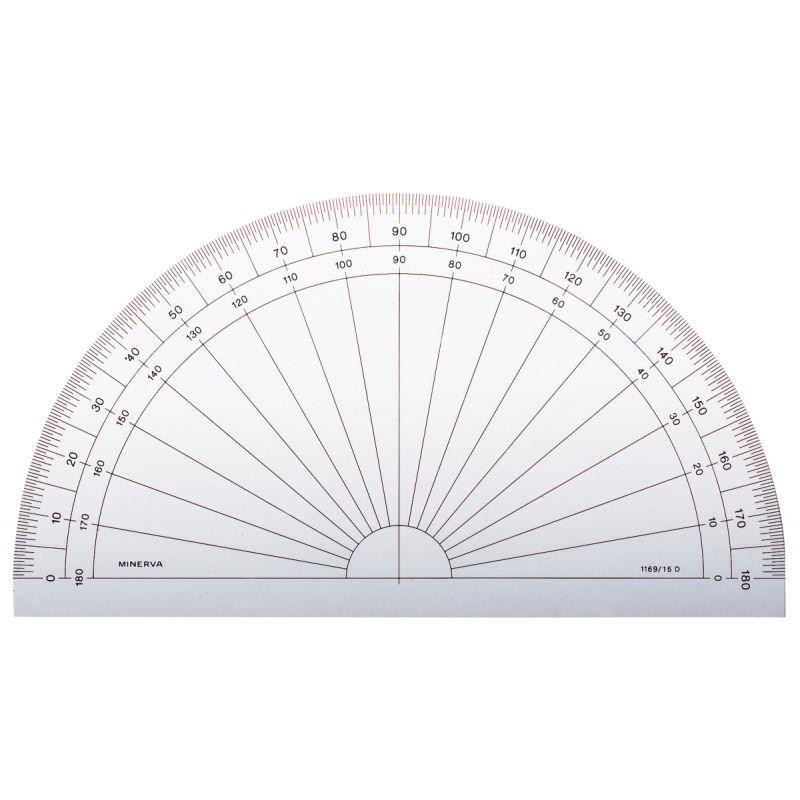 RAPPORTEUR 1/2 CERCLE 15 CM, 180°, GRADUÉ EN DEGRÉS