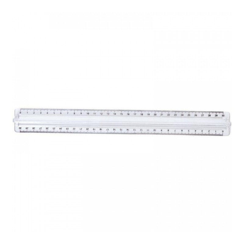 RÈGLE PLATE 2 BISEAUX TRIPLE DECIMETRE 30CM CRISTAL FTE330062