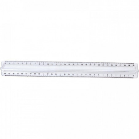 RÈGLE PLATE 2 BISEAUX TRIPLE DECIMETRE 30CM CRISTAL FTE330062