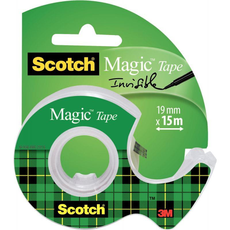 ROULEAU ADHÉSIF INVISIBLE SCOTCH MAGIC SUR DÉVIDOIR 19MM X 15 M