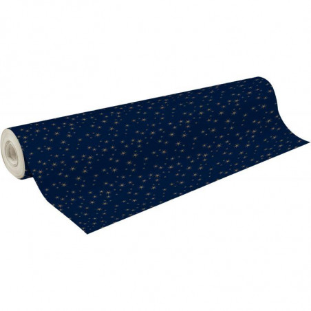 ROULEAU PAPIER CADEAU 50X0.70M BLEU ÉTOILES OR