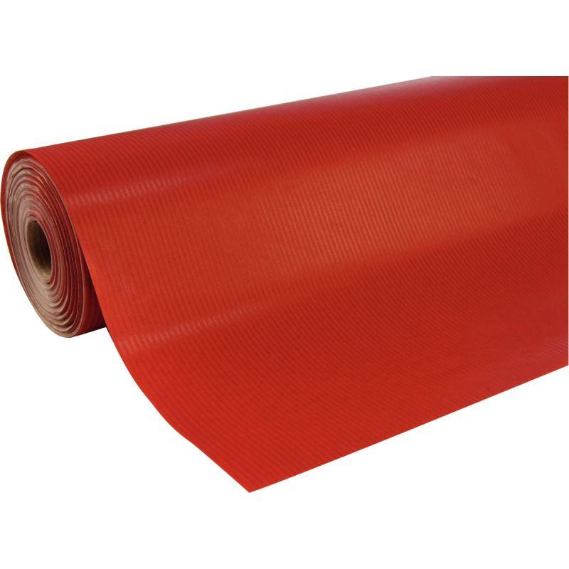 ROULEAU PAPIER CADEAU 50X0.70M KRAFT ROUGE LIGNÉ