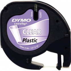 RUBAN  A MARQUER LETRATAG PLASTIQUE 12267 S0721530  12MMx4M NOIR/TRANSPARENT DYMO