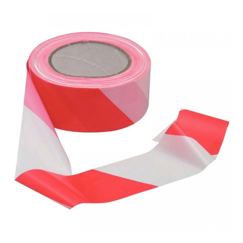 RUBAN DE SIGNALISATION NON ADHESIF ROUGE ET BLANC EN POLYPROPYLÈNE DE 50MM X 100