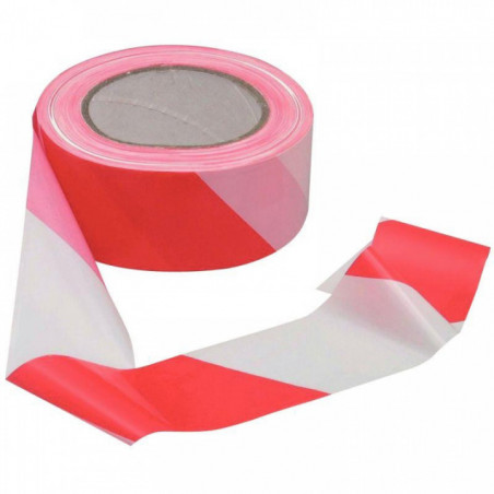 RUBAN DE SIGNALISATION NON ADHESIF ROUGE ET BLANC EN POLYPROPYLÈNE DE 50MM X 100