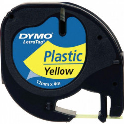 RUBAN LETRATAG PLASTIQUE 91202 S0721620  12MMx4M NOIR/JAUNE DYMO