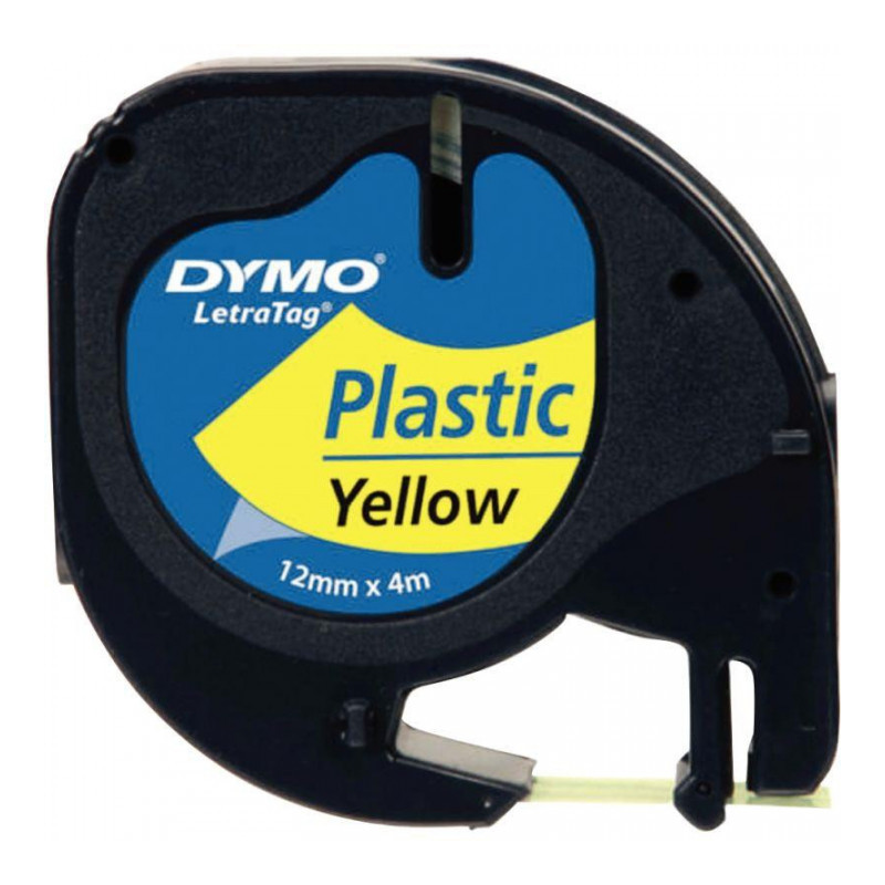 RUBAN LETRATAG PLASTIQUE 91202 S0721620  12MMx4M NOIR/JAUNE DYMO