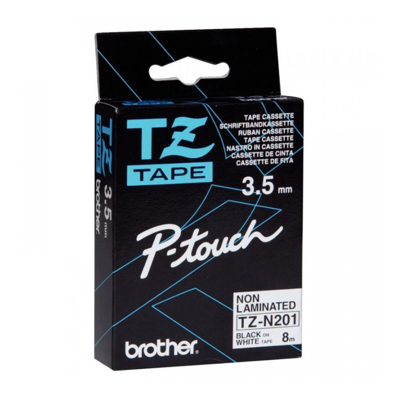 RUBAN TZN POUR BROTHER P-TOUCH NOIR SUR BLANC 3,5MM