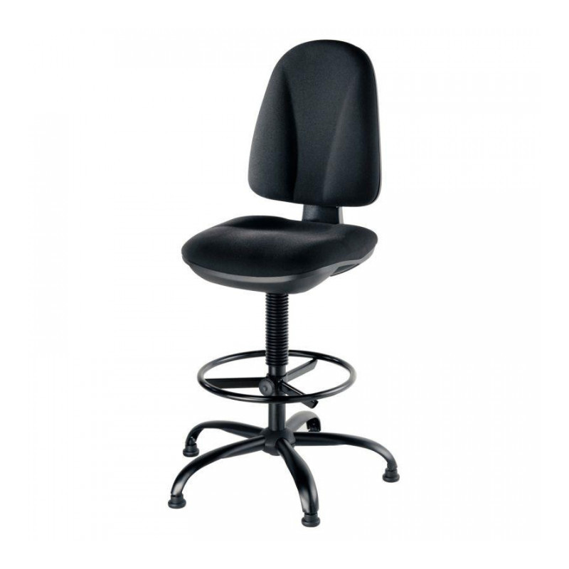 SIÈGE DESSINATEUR WEBSTAR TISSU NOIR- REPOSE PIEDS REGLABLE EN HAUTEUR- ASSISE REGL.57 A 82CM- CONTACT PERMANENT-