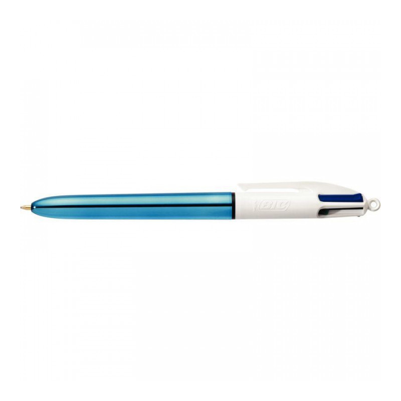 STYLO 4 COUL BILLE BIC  BLEU METALL.PTE MOYENNE SHINE