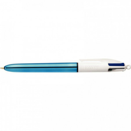 STYLO 4 COUL BILLE BIC  BLEU METALL.PTE MOYENNE SHINE