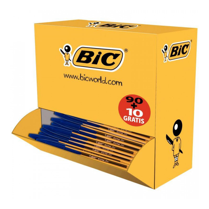 STYLO BIC CRISTAL BLEU FIN ** PACK 90+10 GRATUITS** 942920