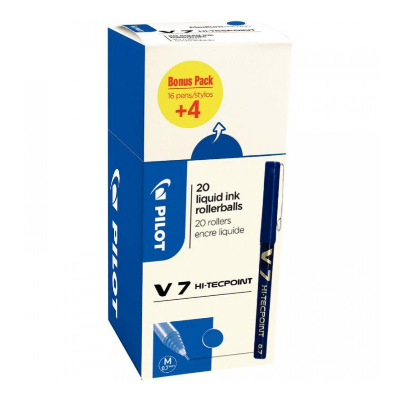 STYLO BLEU PILOT HI-TECPONIT V7 VALUE PACK 16+4 3131910516545