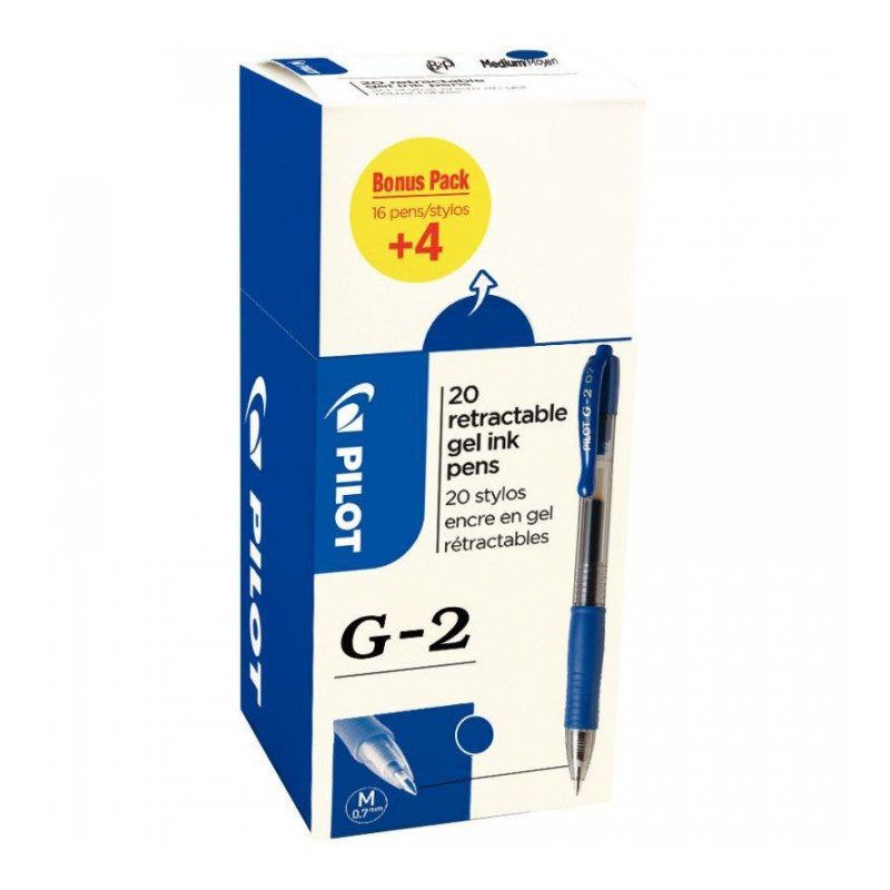 STYLO BLEU ROLLER GEL G2 0,7MM RETRACT VALUE PACK 16+4 GRATUITS 3131910516460