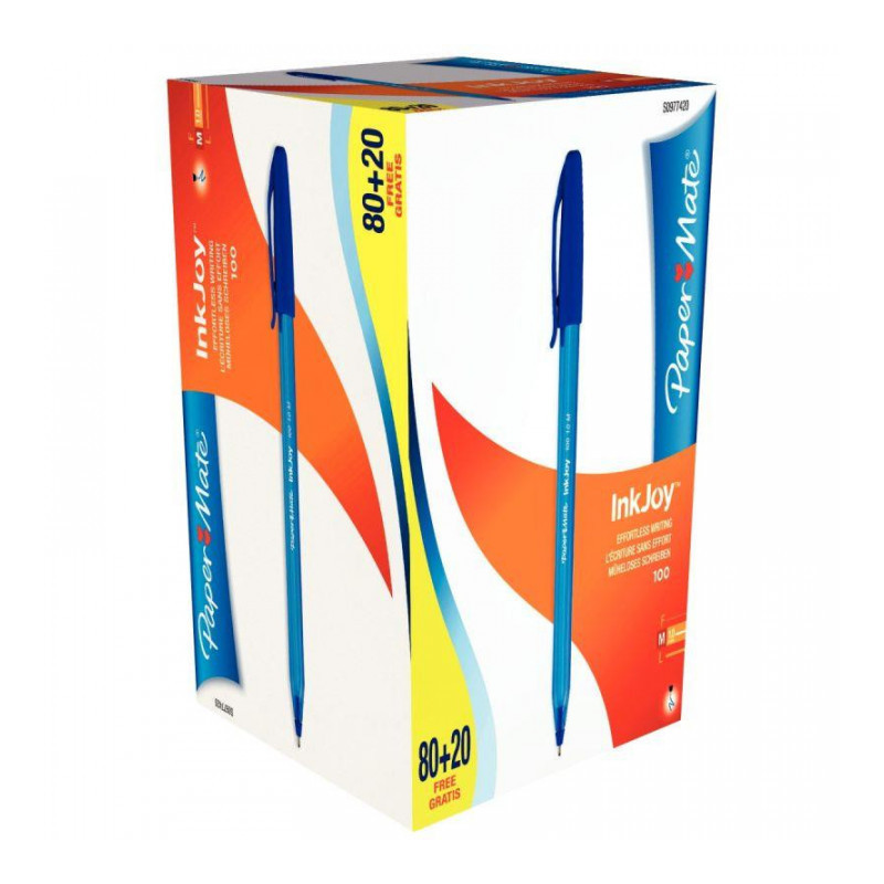 STYLOS BILLE BLEU INKJOY 100CAP PACK 80 + 20 GRATUITS PAPERMATE S0977420