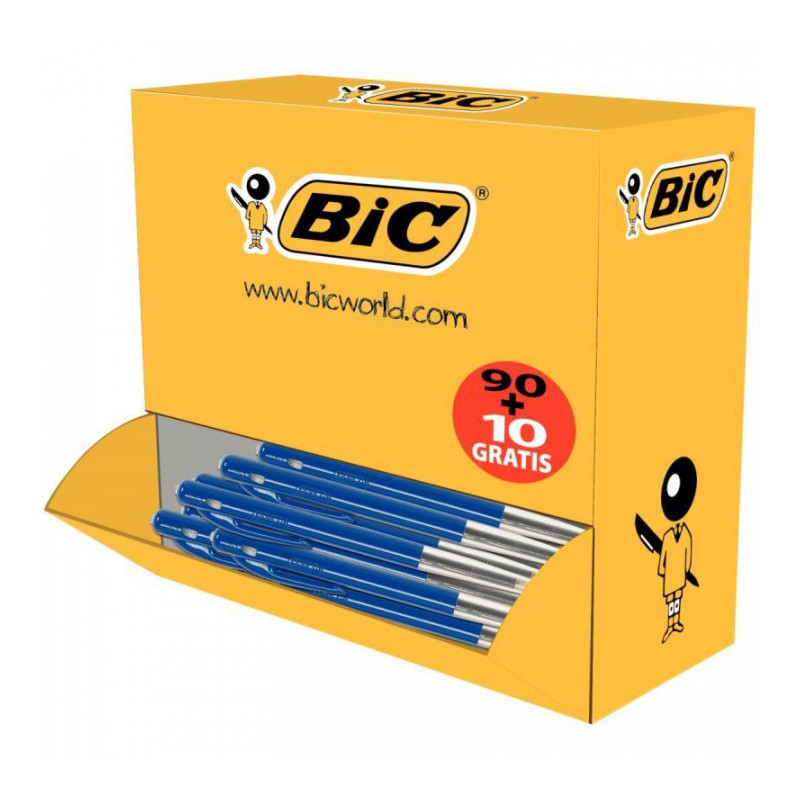 STYLOS BLEU BILLE M10 PACK 90+10 GRATUITS RÉTRACTABLES POINTE MOYENNE